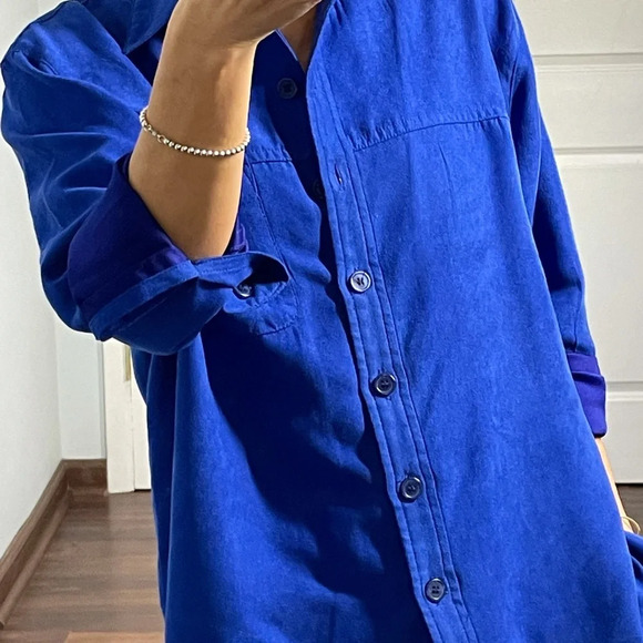 Drapers & Damon’s Royal Blue Faux Suede Button Down Shirt size PS - Picture 4 of 9